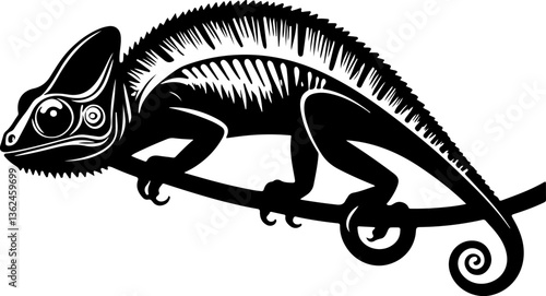 the silhouette of a chameleon