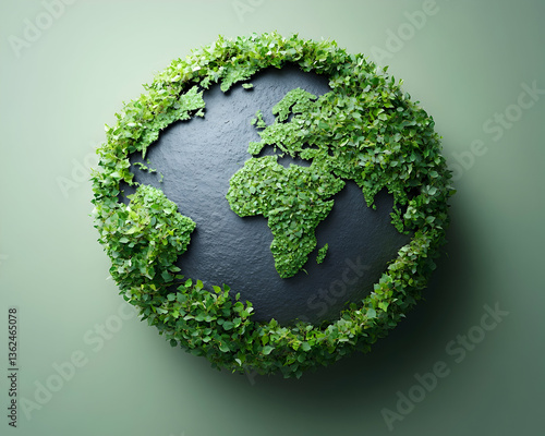 Earth depicted with dark continents and lush green foliage around and on the African continent