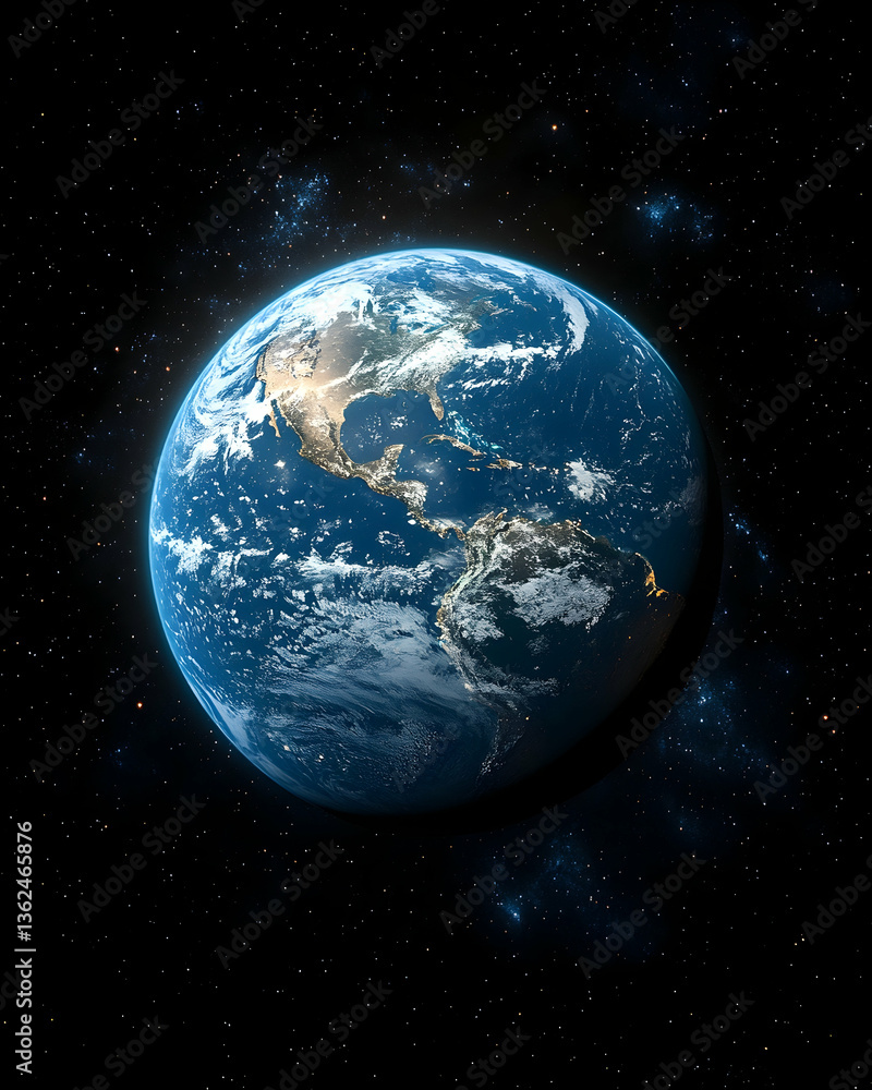 Obraz premium Earth view from space North and South American continents visible