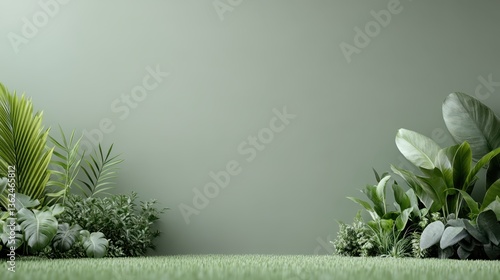 Indoor green room with tropical plants in individual garden plots and vibrant greenery