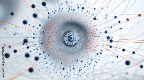 Abstract digital network, interconnected nodes, futuristic technology