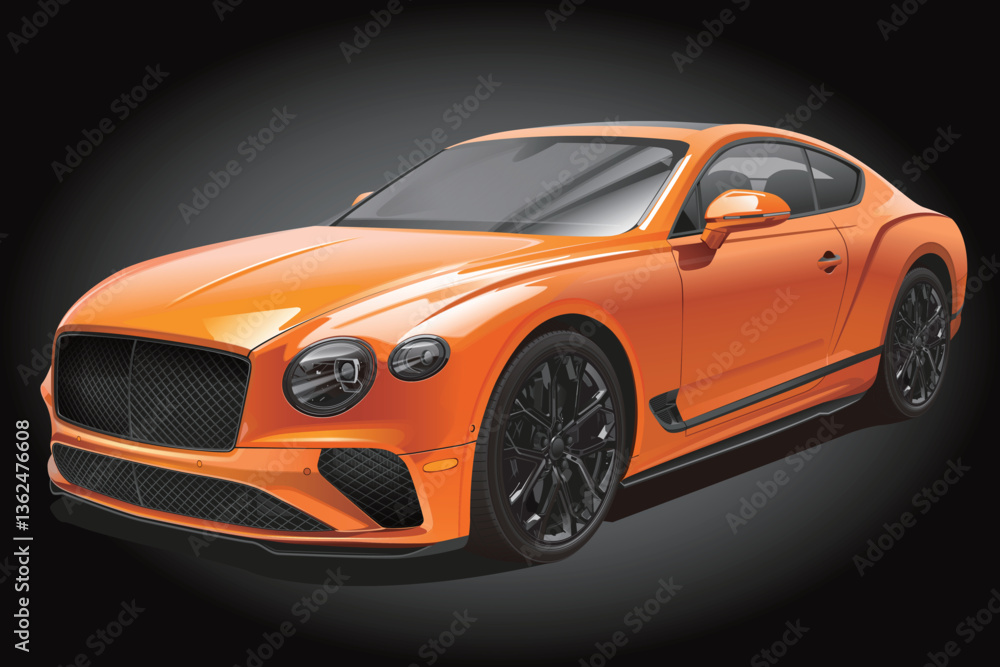 Naklejka premium Luxury Orange Sports Car Vector Illustration