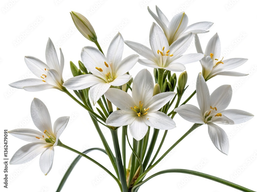 Naklejka premium High-resolution PNG cutout: aerial drone shot of isolated white flowers, botanical photography, with shadow.