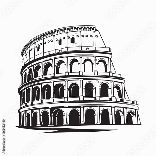 Colosseum Rome Italy Vector Image Isolated on White Background.