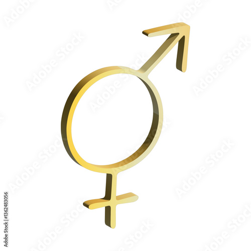 3d bigender (female and male) gender identity icon Symbol used to represent sex and gender
