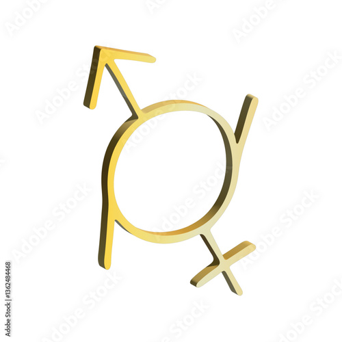 3d genderfluid (female and male) gender identity icon Symbol used to represent sex and gender