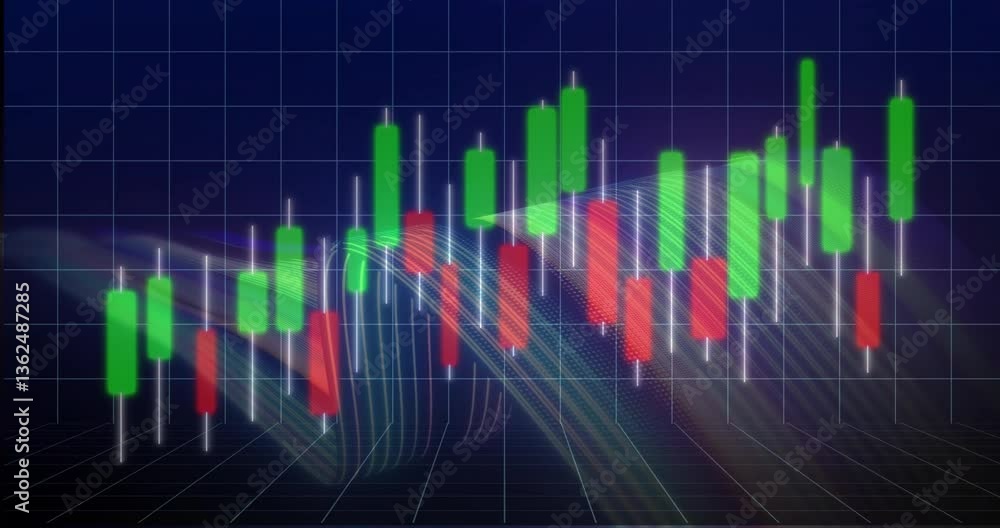 Animation showing stock market candlestick chart with red and green bars Animation showing stock market candlestick chart with red and green bars