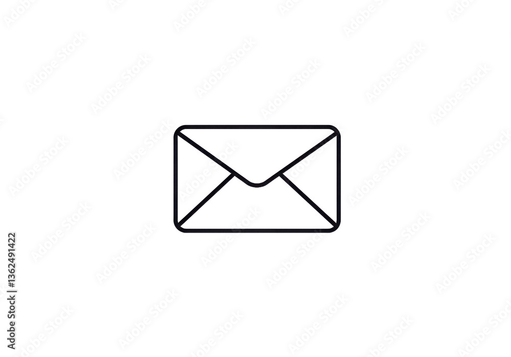 A simple black and white outline of a closed envelope on a black background centered in the image A simple black and white outline of a closed envelope on a black background centered in the image