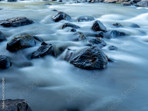 Dawn Brook Flowing Over Rocks