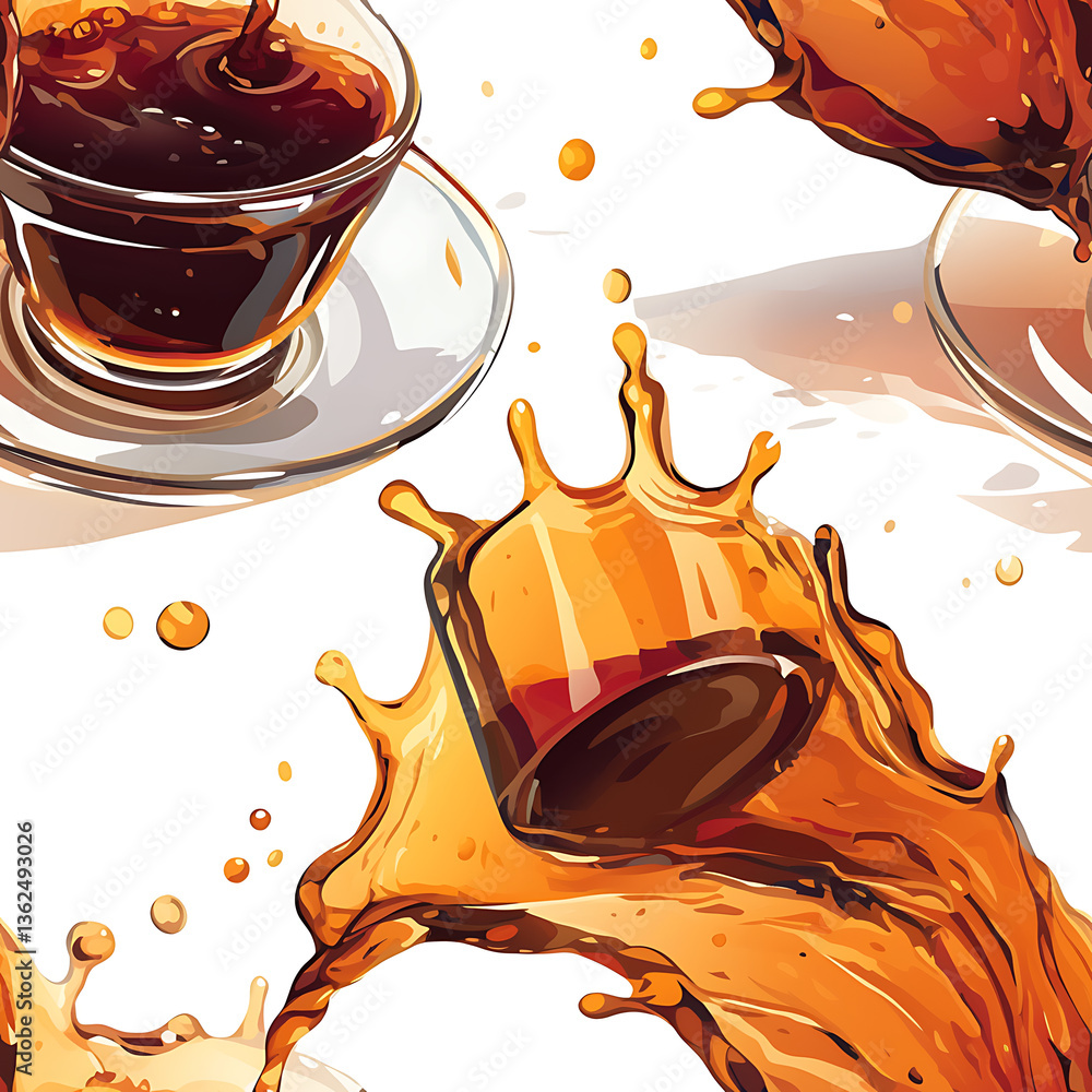 seamless pattern Realistic and artistic illustrations of coffee beans, brewing equipment, coffee cups for background or wallpaper seamless pattern Realistic and artistic illustrations of coffee beans, brewing equipment, coffee cups for background or wallpaper
