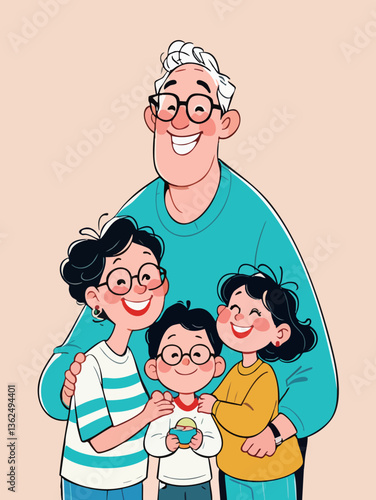 Cartoon Style of elder with child illustration