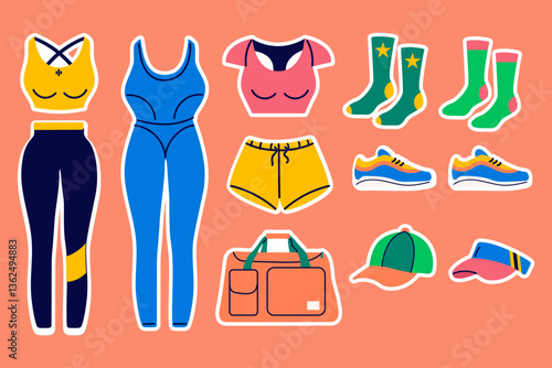 Stickers clothing for fitness classes in the gym. Sportswear