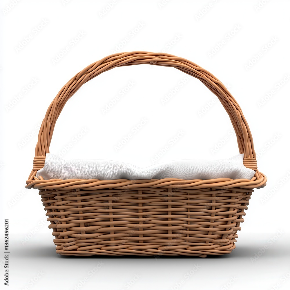 Empty Wicker Basket with White Liner Perfect for Easter Gifts or Springtime Decor Empty Wicker Basket with White Liner Perfect for Easter Gifts or Springtime Decor