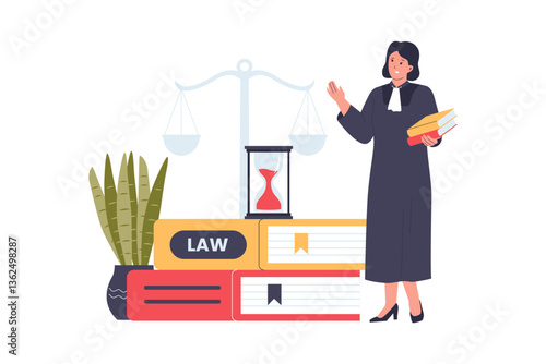 Legal System and Court Justice Vector. Illustrations for websites, landing pages, mobile apps, posters and banners