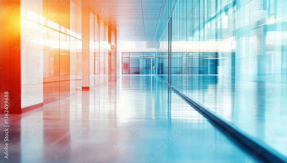 Modern office building with blurred glass wall and sleek design Modern office building with blurred glass wall and sleek design