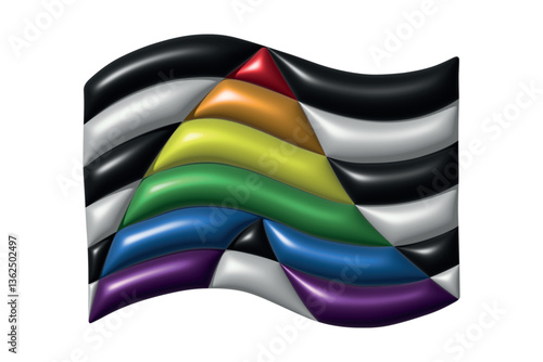 Colorful Straight ally pride flag Happy pride day LGBTQ community Pride Month Vector 3d clipart for posters, stickers, logo, cards