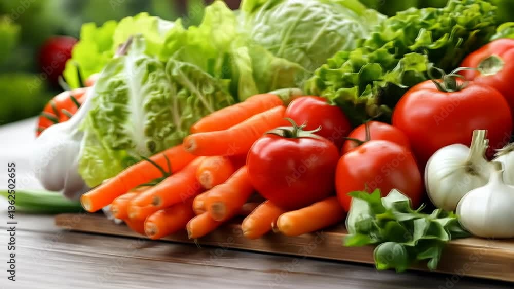 Vibrant display of fresh garden vegetables for healthy eating and culinary projects Vibrant display of fresh garden vegetables for healthy eating and culinary projects