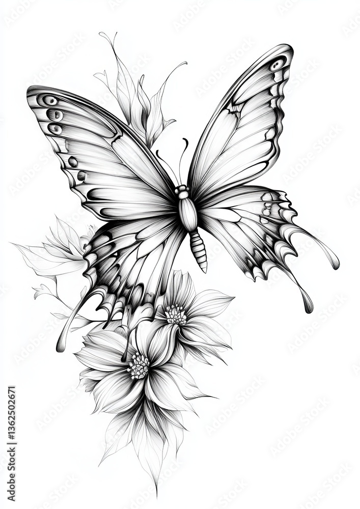 Obraz premium Floral Butterfly Coloring Pages