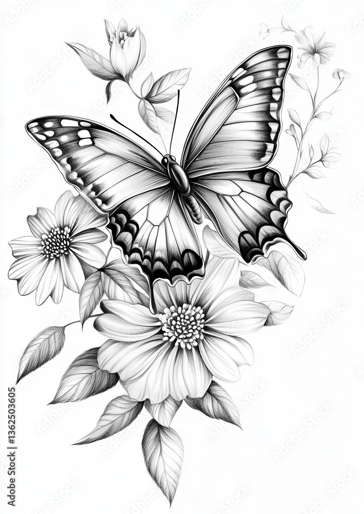 Obraz premium Floral Butterfly Coloring Pages
