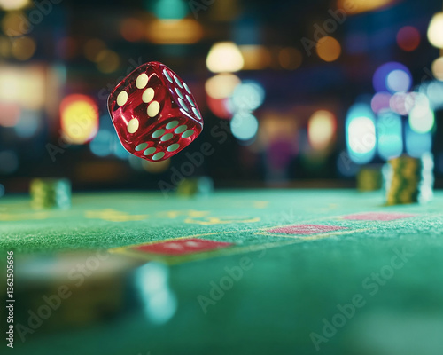 Casino chips close-up, casino scene