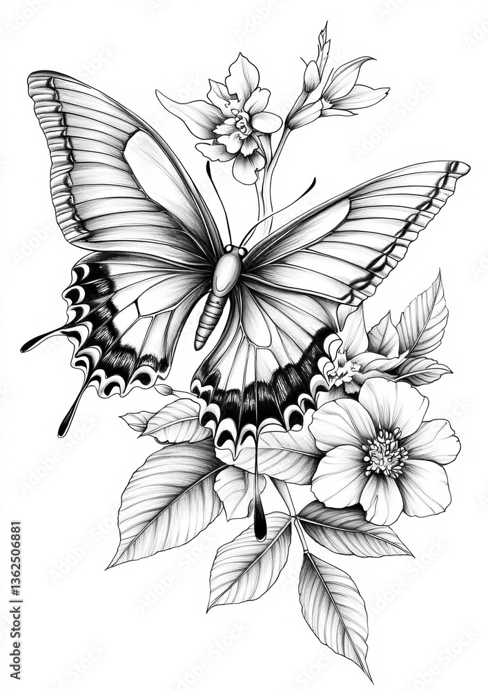 Obraz premium Floral Butterfly Coloring Pages