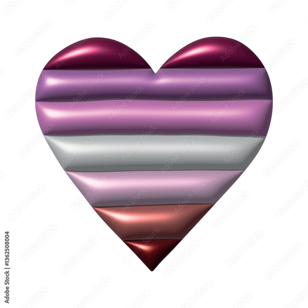 Colorful heart shape Lesbian pride flag Happy pride day LGBTQ community Pride Month Vector 3d clipart for posters, stickers, logo, cards Colorful heart shape Lesbian pride flag Happy pride day LGBTQ community Pride Month Vector 3d clipart for posters, stickers, logo, cards