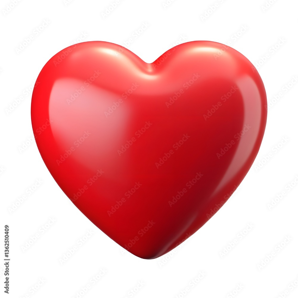 A glossy, vibrant red heart shape, perfect for Valentine's Day. A glossy, vibrant red heart shape, perfect for Valentine's Day.