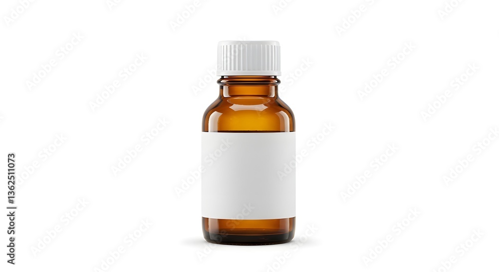 Glass bottle of medicine with pills isolated on a white background Glass bottle of medicine with pills isolated on a white background