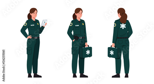 Emergency medical technician character in flat design style vector art