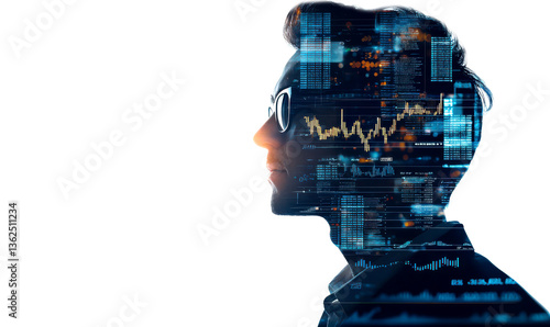 Creative Visual of AI-Driven Market Prediction with Data Overlay Isolate on Transparent Background, cutout, png