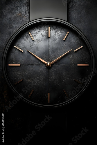 Wallpaper Mural Elegant black clock, simple gold hands, against dark backdrop Torontodigital.ca