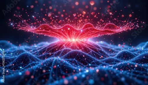 Abstract Energy: A vibrant depiction of abstract energy pulses with radiant red and cool blue hues, symbolizing the dynamic flow of data, concepts, and innovation.