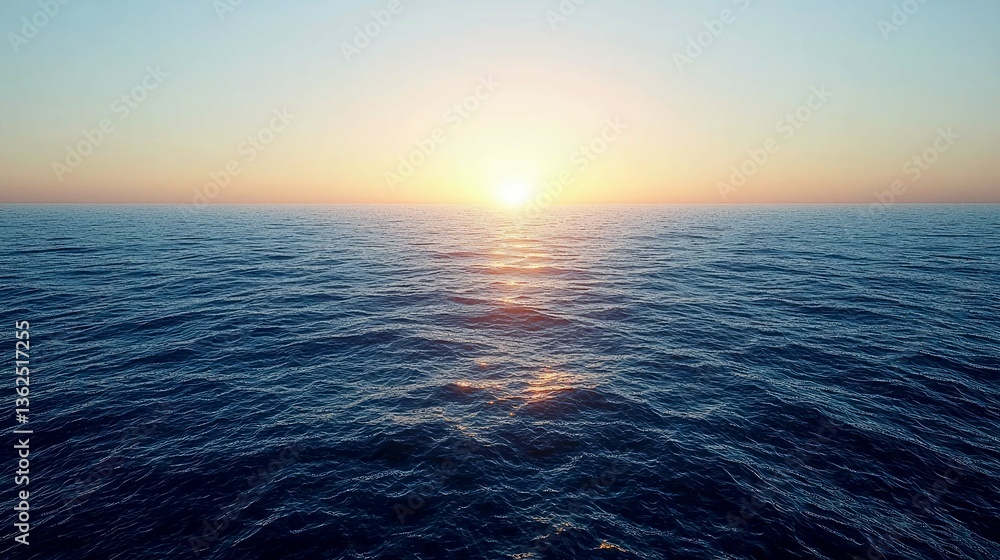 Fototapeta premium Sunset over the Ocean: A Serene and Tranquil Seascape