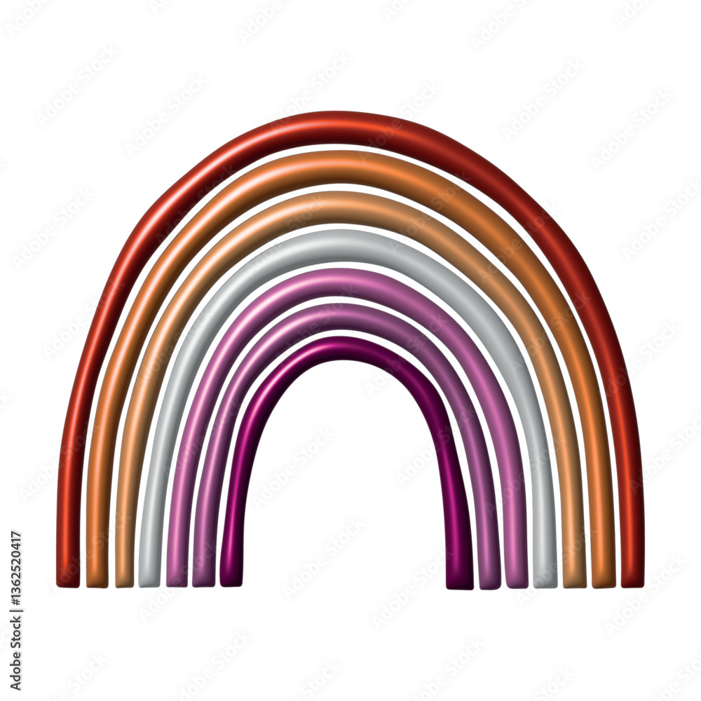 Obraz premium Colorful rainbow shape Lesbian pride flag Happy pride day LGBTQ community Pride Month Vector 3d clipart for posters, stickers, logo, cards