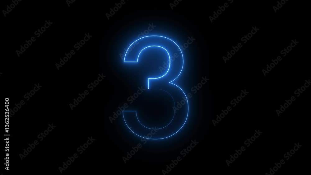 neon text 3 number countdown icon dark background 4k animation 3 text animation. neon text 3 number countdown icon dark background 4k animation 3 text animation.