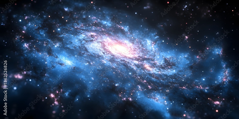 Naklejka premium Mesmerizing galaxy with glowing star clusters and cosmic dust