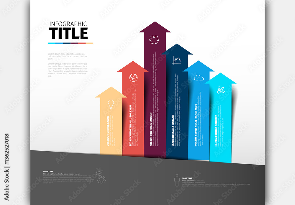 Arrow Chart Infographic Design template with Gradient red to blue ...