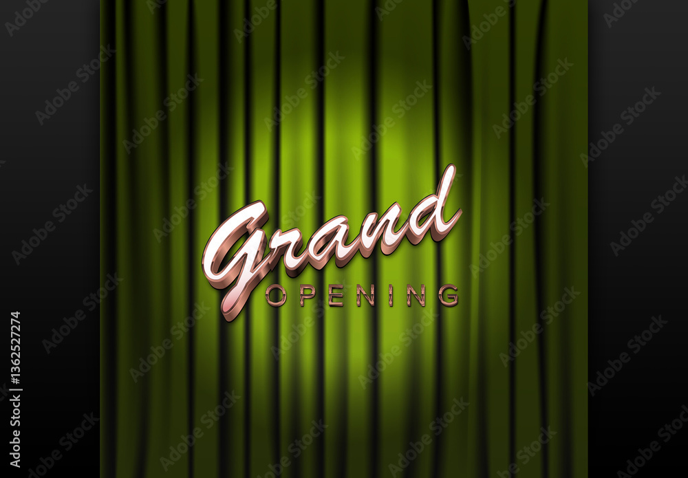 Grand Opening Announcement Image Template with Green Curtain and place for your lettering