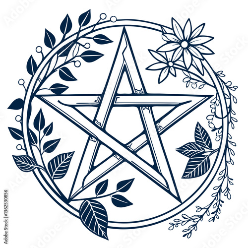 Pentacle  Pentagram Botanical Vector