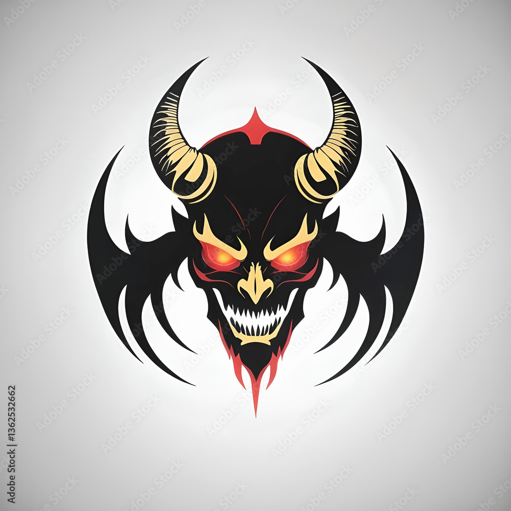 black devil head with horns, isolated black devil head with horns, isolated