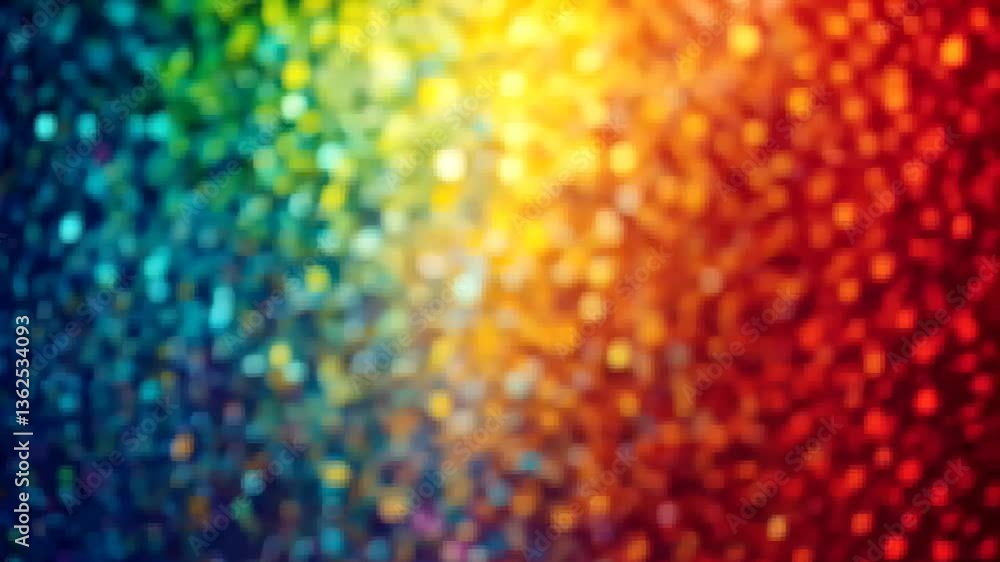Vibrant kaleidoscopic dreamscape with bokeh effect shimmering and glittering background