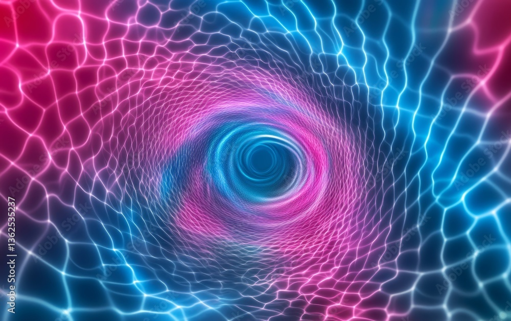 Fototapeta premium Vibrant Abstract Light Tunnel with Fluid Waves