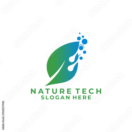 Digital Nature tech logo design vector template