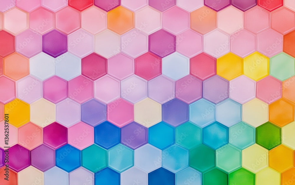 Colorful Hexagon Pattern in Pastel Shades and Tones Colorful Hexagon Pattern in Pastel Shades and Tones