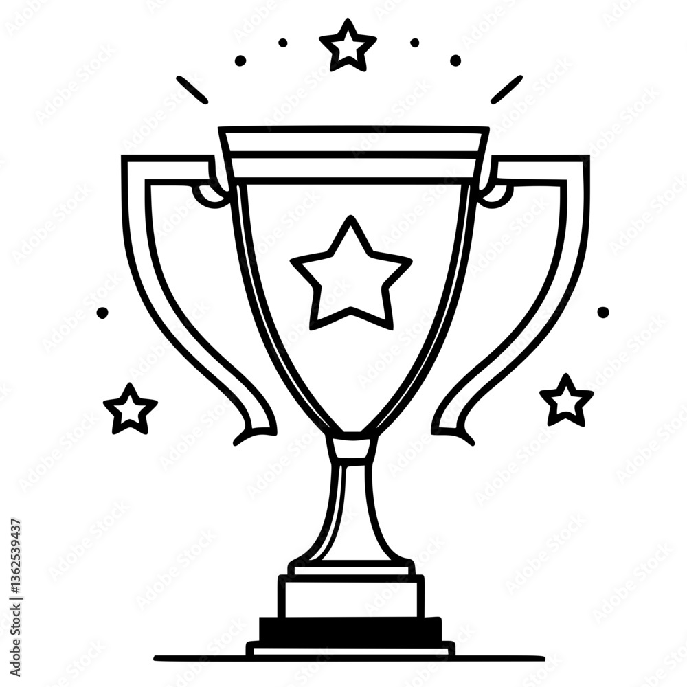 Vector Illustration of a Golden Trophy with Handles and Star Emblem in Flat Design Vector Illustration of a Golden Trophy with Handles and Star Emblem in Flat Design