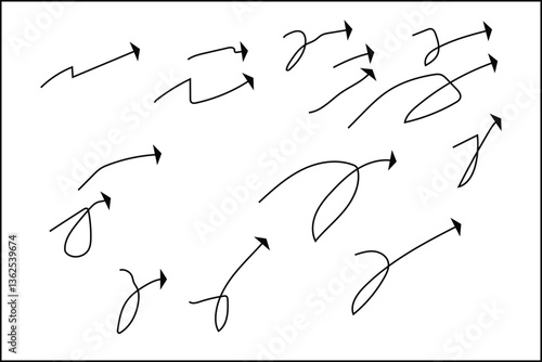  vector illustration  arrows doodle on white background.