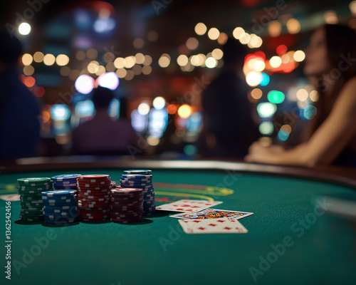 Casino chips close-up, casino scene