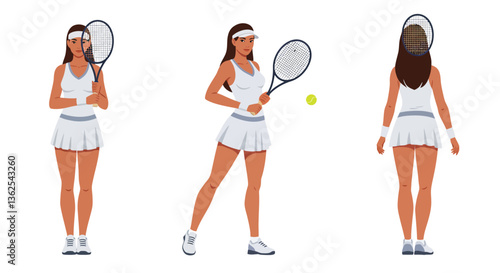 Tennis player in action with minimal style showcasing movement in vector art