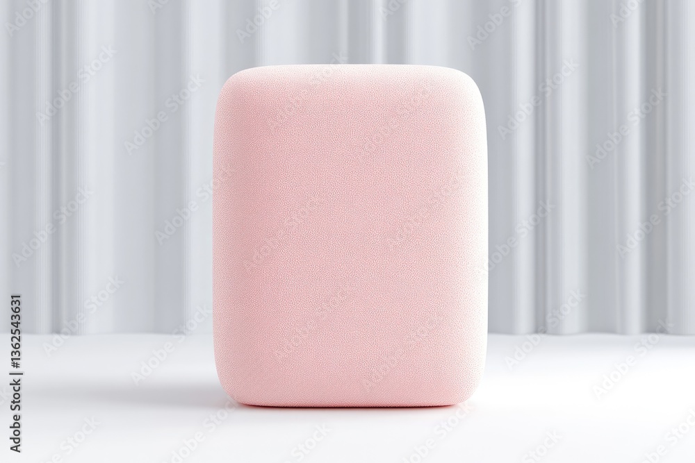 Pink rectangular speaker on a white surface Pink rectangular speaker on a white surface