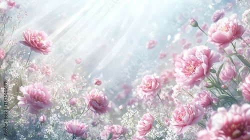 Wallpaper Mural Vibrant peonies, when in bloom, flaunt their stunning pink petals surrounded by an abundance of lush green foliage, embodying the splendor of spring and natural beauty Torontodigital.ca